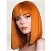 PARXITN Parrucca Donna Arancione Bob Corta con Frangia 30 cm Capelli Lisci per Feste in Costume Cosplay Halloween Carnevale per Donne Adulti