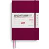 LEUCHTTURM1917 372738 Agenda settimanale Medium (A5) 2026, copertina morbida, Port Red, Inglese