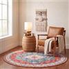 Safavieh Tappeto Tradizionale Rug Ideale per aree ad alto passaggio - Lavabile in Lavatrice e Antiscivolo - Tucson Collection, A Pelo Corto, in Beige e Blu, 152 X 152 cm