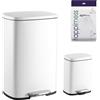 happimess HPM1006C Step Open Pedale in Acciaio e Soft Close Coperchio Mini Bidone della Spazzatura per la Casa, Ufficio, Cucina Cestino, 50 Litri, con un Piccolo Cestino da 5 Litri, Bianco