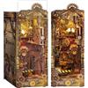 RONSTONE Book Nook - DIY Booknook Casa Delle Bambole in Miniatura con Coperchio Antipolvere - Inserto per Libreria con Luce a Led - Puzzle in Legno 3D STEAMPUNK Regalo per Adulti