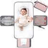 Lekebaby Fasciatoio da Viaggio, Pieghevole Fasciatoio Neonato Portatile con 3 Scomparti, Borsa per Pannolini Pieghevole Impermeabile con Distributore di Stoffe