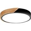 M LEDME Plafoniera Led Wood 24W Nera e Marrone Rotonda CCT luce regolabile con telecomando M LEDME