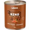 LOUIE Cibo umido per cani, manzo e carote, 800 g, ingredienti naturali al 100%, senza conservanti, mangime completo con 95% carne di manzo, calcio e fosforo, nutrizione per cani a pieno titolo, EU