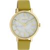 Oozoo Orologio da donna con quadrante in marmo e cinturino in pelle 38 MM oro/marmo/giallo senape C10113, oro-bianco, Moderno