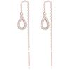 SLUYNZ Sterling Silver Teardrop Threader Orecchini Penzolanti per Le Donne Ragazze Adolescenti Waterdrop Orecchini Pendenti Nappa Catena (C-Rose Gold)