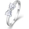 starchenie Anello Donna Argento 925 con Zirconia Cuore Fiocco Bianco per Promessa Matrimonio Anniversario San Valentino (Taglia 18)