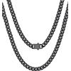 Bestyle Collana Uomo Acciaio Placcato Nero, 5MM a Catena Cubana Miami Robusta Grossa 46cm Stile Hip Hop Punk Confezione Regalo