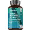 WeightWorld Magnesio Zinco Calcio Vegano con Vitamina D3 K2 MK-7, 400 Compresse (13+ Mesi di Fornitura), 1 al Giorno, Calcio Magnesio Zinco Integratore, Complex Contenente Minerali Come Rame e Selenio, Senza OGM