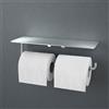 Viverso x steel porta rotolo doppio con ripiano, mobile, VX2203BS, x steel acciaio inox spazzolato [Accessori Bagno > Porta Rotolo]