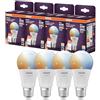OSRAM Lampada LED SMART A60, forma lampadina E27, 9W ZigBee 3.0, bianco regolabile 2700-6500K, dimmerabile, Alexa, Google Assistant,4-Pack