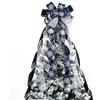 MEEDEE Puntale per albero di Natale blu navy, 30,5 cm di larghezza, blu navy argento glitterato, ghirlanda per albero di Natale, decorazioni natalizie con fiocco di neve argento ghirlanda fiocco di