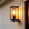 BRIMMEL Lampada da Parete Esterno con Sensore Movimento - Impermeabile Antiruggine in Alluminio Nero, Alimentazione E27 per Giardino (Lampadina Esclusa)
