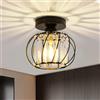 Seruno X Lampadario Moderno in Cristallo, Mini Plafoniera Color Nero con Paralume in Vetro, Plafoniera a Semi-incasso E27 per Soggiorno Camera da Letto Cucina Sala da Pranzo Corridoio Bagno Ingresso