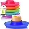 idea-station Portauovo alla Coque Plastica - 6 Pezzi - Colorati | Senza BPA - Riutilizzabile - Infrangibile - porta uovo sodo per colazione - porta uova per campeggio con pratico ripiano