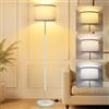 OUTON Lampada da Terra Salotto, 3 Temperature di Colore con E27 Lampadina & Interruttore a Pedale, Lampada da Lettura LED con Paralume in Lino, Design Vintage per Camera da Letto e Ufficio (Turchese)