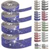 Swpeet 4 rotoli di nastri adesivi autoadesivi con strass di imitazione di 4 dimensioni, colore blu reale, nastri adesivi con strass e cristalli di imitazione, nastro adesivo con strass di imitazione