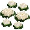 BESPORTBLE Fiori artificiali White Lotus Simulazione galleggiante laghetto Lotus per decorazione interni esterni decorazione ornamentale, 6 pezzi, 17 cm + 10 cm