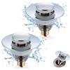 LEOINAER 2 Pezzi Tappo per lavandino, valvola pop-up universale, Tappo Lavandino Bagno Universale Pop up, Piletta Lavabo Bagno Valvola Piletta Click Clack,Scarico Lavabo Bagno Universale Pop up Ø38-40mm