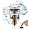 Hibbent Tappo Lavandino Bagno Universale, Scarico Lavabo Bagno Universale Pop up Adatta per modelli da 25 mm a 46 mm, Filtro Scarico Lavabo Bagno Valvola Piletta Click Clack, Tappo per Bagno e Cucina