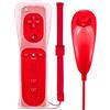 Maliralt Wii - Telecomando e Nunchuck per Nintendo Wii/Wii U, LP02 Wii Controller Wireless con Joystick Custodia in Silicone e Cinturino da Polso Motore Vibrazione Integrato - Rosso (realizzato da