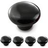 Ganzoo set 4 pomelli mobili porcellana ceramica, nero lucido, maniglie per cassetti e sportelli, adatti a armadi e comò, stile vintage shabby antico, diametro 32 mm e profondità 23 mm, 18 mm max