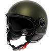 MOMO Design MOMODESIGN - FGTR EVO E2206, Casco Jet con Visiera Parasole, Casco Aperto per Moto e Scooter, per Uomo e Donna, Verde Opaco/Nero, XS