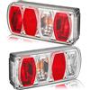 DARKGUARD Kit Luci Posteriori per Rimorchio 12v,E4 7Funzioni 2pcs Alogene Fanale Posteriori Rimorchio, Fanali Posteriori 12v con Fendinebbia Luce di Retromarcia Impermeabile Caravan Lampa per Furgoni
