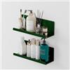 Toski Mensola da parete senza foratura, in acrilico, 2 pezzi, bianco, 30 cm, da cucina, da appendere, da appendere, libreria sospesa, listello per foto, collante per bagno, Wall Shelf, verde