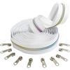 Aerzetix - C62465x5-C62791x10 - Kit di Cerniera Lampo Spirale 5m N°5 Colore: Bianco/Arcobaleno - 10 cursori N°5 Non bloccabile Colore: Argento Arrotondato - in Nylon/Metallo - merceria