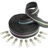 Aerzetix - C62487x5-C62791x10 - Kit di Cerniera Lampo Spirale 5m N°5 Colore: Grigio Scuro/Arcobaleno - 10 cursori N°5 Non bloccabile Colore: Argento Arrotondato - in Nylon/Metallo - merceria