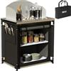 BAKAJI Cucina Armadio Mobiletto Tavolo Da Campeggio Picnic Compatta Portatile Pieghevole, Telaio Alluminio Cucinotto Paraspruzzi Borsa Trasporto Vano Portaoggetti In Tessuto (Compatto Singolo)