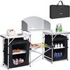 BAKAJI Cucina Armadio Mobiletto Tavolo Da Campeggio Picnic Compatta Portatile Pieghevole, Telaio Alluminio Cucinotto Paraspruzzi Borsa Trasporto Vano Portaoggetti In Tessuto (Doppio + Estensione)