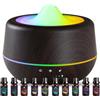 INXDOLHOM Diffusore di oli essenziali, diffusore per aromaterapia a ultrasuoni da 500 ml, umidificatore a nebbia fredda con luci LED a 7 colori, 4 timer, funzione di spegnimento automatico (nero-10)