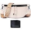 YISUOHOOM marsupio donna elegante pelle borsa tracolla donna piccola borsetta beige con slot per carte di credito