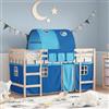 vidaXL Letto a Soppalco con Tunnel Bambini Blu 90x190cm Massello Pino