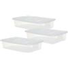 MAURY'S IL NUMERO UNO DEL RISPARMIO SET 3 PZ BOX SCATOLA SOTTO LETTO DA 60X40XH14CM IN PLASTICA CON COPERCHIO (Bianco)