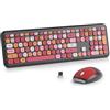 SOLIDEE Combo Tastiera e Mouse Wireless Colorato,tastiera per macchina da scrivere retrò 2.4GHz,104 Tasti con Tastierino Numerico,Tastiera a Membrana Silenziosa(Americana QWERTY)(Red)