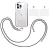 TBOC Pack: Cordino Catenella Laccio Strap Porta Cover [Grigio] + 2 toppe di fissaggio aggiuntive Telefono Cellulare Collo - Tracolla Catenina cordini Phone Cellulari Telefoni Universale Laccetti