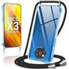 Coiwxmoi Cover per Xiaomi Poco X3 / X3 NFC 4G / X3 Pro con Cordino 6,67,Trasparente Custodia con Laccio Tracolla Corda Catena Cinghia,Ultra Morbido Silicone TPU Antiurto Case, Nero