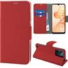 N NEWTOP Cover Compatibile con REALME C31, HQ Lateral Custodia Libro Flip Chiusura Magnetica Portafoglio Simil Pelle Stand Protezione Completa Case TPU Anti Urto (Rosso)
