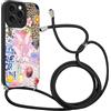 Coalbooliy Custodia con Cordino per iPhone 16 Pro Max 6,9 Cover del Modello Leopardo Nero con Laccio Collana Morbido TPU Bumper Silicone Antiurto Protettivo Case Regolabile Cellulare Girocollo, 07