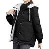 Hecatombic Donna Inverno Caldo Cerniera Corto con Cappuccio Piumino con Cappuccio Trapuntato Vento e Neve Inverno Caldo Imbottito Pesante con Tasche Giacca (Nero,3XL)