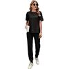 Ietaoo Completo Sportivo Donna Tute da Ginnastica da Donna Estiva Cotone 2 Pezzi Homewear Manica Corta T Shirt+ Pantaloni Tute Sportiva Casa Pigiama Set