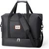 Lekespring Borsone da Viaggio 45x20x36 Easyjet, Bagaglio a Mano con Scomparto Scarpe, Borsa da Cabina Donna Uomo, Grande Borse Viaggio da Weekend per Aereo Ospedale Nascita Palestra Lavoro, Nero