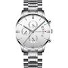 RORIOS Orologio da Polso Lavoro Uomo Orologio Casual Analogico Quarzo Orologio Moda Calendario Orologio Impermeabile luminosi Cinturino in Acciaio Inossidabile Bianco