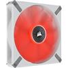 Corsair ML140 LED ELITE, 140 mm Ventola PWM LED Rosso (Tecnologia CORSAIR AirGuide, Cuscinetto a Levitazione Magnetica, Velocità da 1.600 RPM, Otto LED Brillant) Confezione Singola, Struttura Bianco