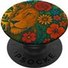 Celestial Bloom Co Wild Zodiac Leone Floreale Zodiaco Natura Selvaggia Giungla Bloom Spirit PopSockets PopGrip Adesivo