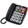 SPC Comfort Numbers Pro - Telefono fisso per anziani con tasti grandi e suoneria forte | Volume chiamata amplificabile +20dB | 6 memorie dirette, vivavoce | Compatibile con apparecchi acustici - Nero