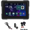Ujjdwiurgh Carplay Wireless per Moto da 5 Pollici Android Auto Lettore Intelligente Portatile Impermeabile Display per Moto DVR, con Fotocamera